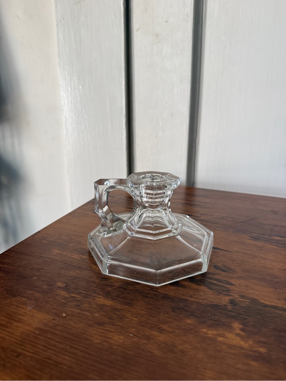 Clear Glass Octagonal Candle Holder